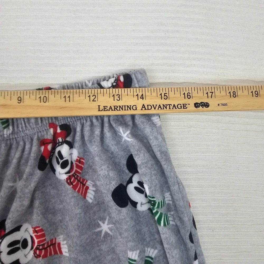Disney Mickey Minnie Mouse Christmas‎ Holiday Fleece Pajama Pants Gray Medium - Picture 5 of 6